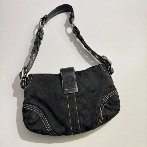 Vintage Coach 6171 Y2K Soho Bag Purse Baguette Jacquard Monogram Leather Black - Picture 2 of 13